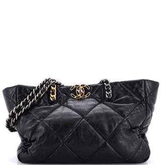Chanel 19 Shopping Bag Quilted Leather East West