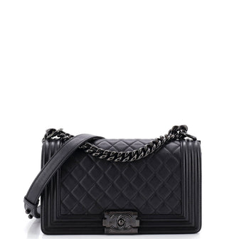 Chanel So Black Boy Flap Bag Quilted Calfskin Old Medium