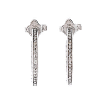 David Yurman Pave Hoop Earrings Sterling Silver with Diamonds 25mm