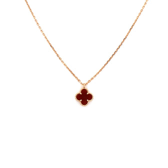 Van Cleef & Arpels Sweet Alhambra Pendant Necklace 18K Rose Gold and Carnelian