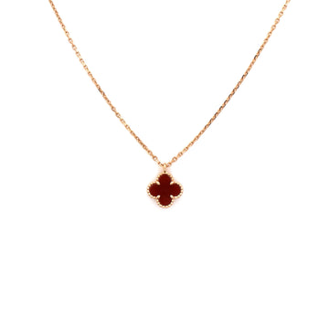 Van Cleef & Arpels Sweet Alhambra Pendant Necklace 18K Rose Gold and Carnelian