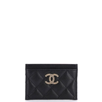 Chanel Textured CC Card Holder Quilted Caviar