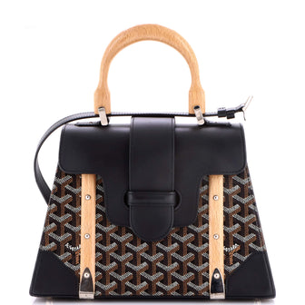 Goyard Saigon Top Handle Bag Coated Canvas with Leather PM