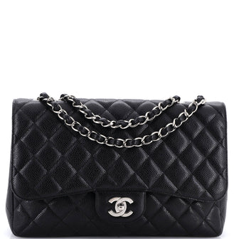 Chanel Classic Single Flap Bag Quilted Caviar Jumbo