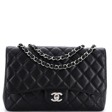 Chanel Classic Single Flap Bag Quilted Caviar Jumbo
