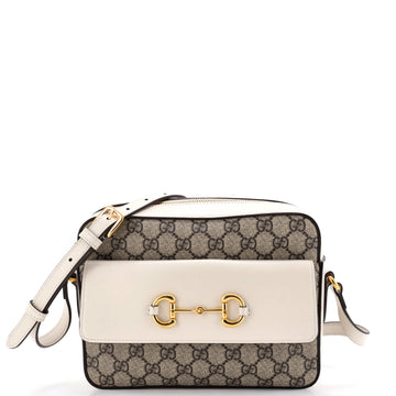 Gucci Horsebit 1955 Flap Pocket Camera Bag GG Coated Canvas and Leather Small