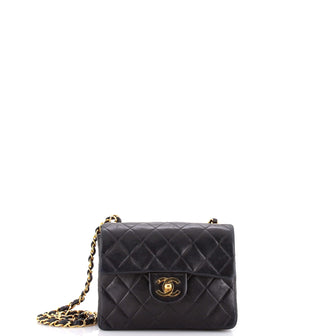 Chanel Vintage Square Classic Single Flap Bag Quilted Lambskin Mini