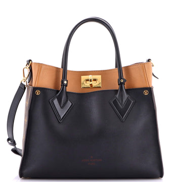 Louis Vuitton On My Side Tote Leather with Monogram Canvas MM