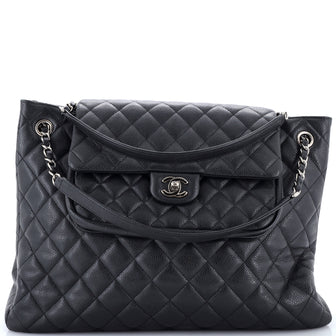 Chanel Classic Flap Shopping Tote Quilted Caviar Large