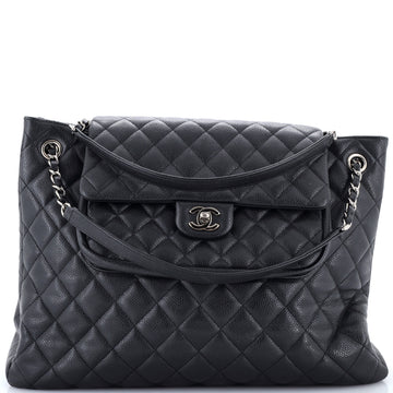 Chanel Classic Flap Shopping Tote Quilted Caviar Large