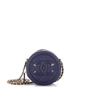 Chanel Filigree Round Clutch with Chain Quilted Caviar Mini