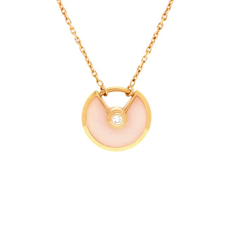 Cartier Amulette de Cartier Pendant Necklace 18K Rose Gold with Pink Opal and Diamond XS