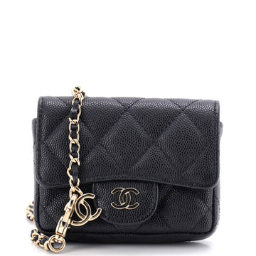 Chanel Classic Flap Chain Belt Bag Quilted Caviar Mini