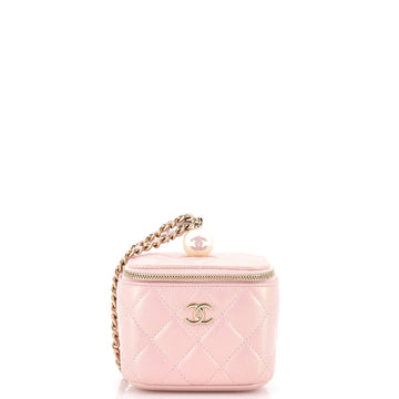 Chanel Classic Pearl Vanity Case with Chain Quilted Caviar Mini