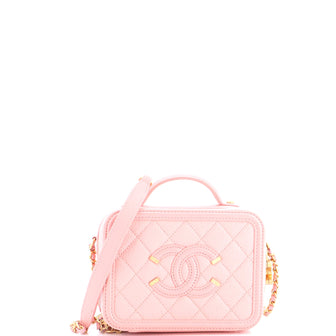 Chanel Filigree Vanity Case Quilted Caviar Small