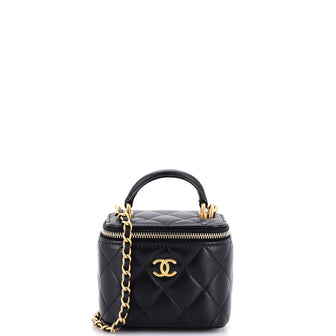 Chanel Classic Top Handle Vanity Case with Chain Quilted Lambskin Mini