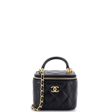 Chanel Classic Top Handle Vanity Case with Chain Quilted Lambskin Mini