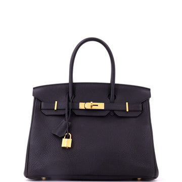 Hermes Birkin Handbag Black Togo with Gold Hardware 25