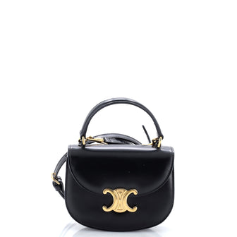 Celine Triomphe Besace Clea Top Handle Flap Bag Leather Mini