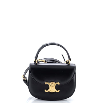 Celine Triomphe Besace Clea Top Handle Flap Bag Leather Mini