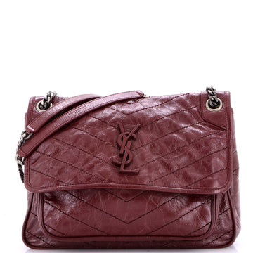 Saint Laurent Niki Chain Flap Bag Matelasse Chevron Leather Medium