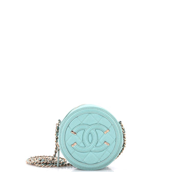 Chanel Filigree Round Clutch with Chain Quilted Caviar Mini