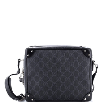 Gucci Trunk Shoulder Bag GG Coated Canvas with Studded Leather