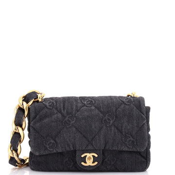 Chanel Funky Town Flap Bag CC Embossed Quilted Denim Medium