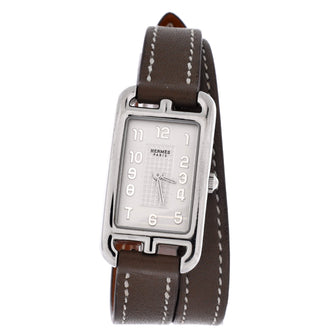 Hermes Nantucket Double Tour Quartz Watch Stainless Steel and Leather 20