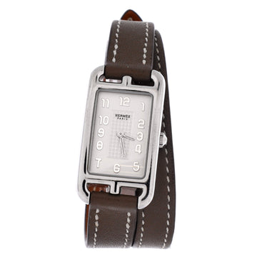 Hermes Nantucket Double Tour Quartz Watch Stainless Steel and Leather 20