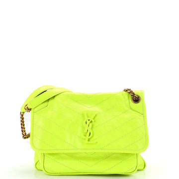 Saint Laurent Niki Chain Flap Bag Matelasse Chevron Leather Medium