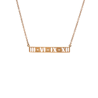 Tiffany & Co. Atlas Pierced Bar Pendant Necklace 18K Rose Gold with Diamonds