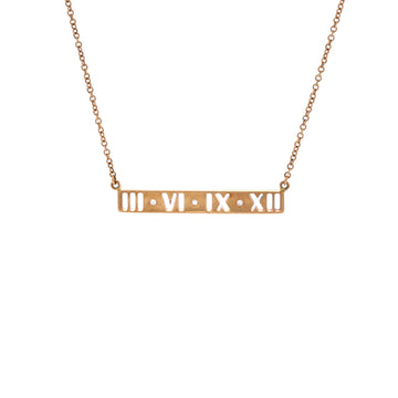 Tiffany & Co. Atlas Pierced Bar Pendant Necklace 18K Rose Gold with Diamonds