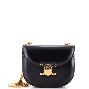Celine Triomphe Besace Clea Chain Flap Bag Leather