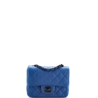 Chanel So Black Square Classic Single Flap Bag Quilted Crumpled Calfskin Mini
