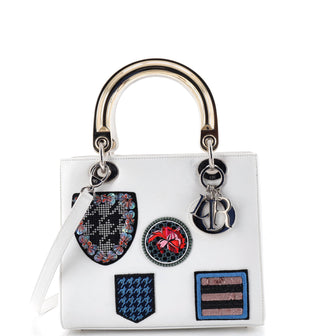 Christian Dior Lady Dior Bag Patch Embellished Leather Medium