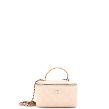 Chanel Classic Top Handle Vanity Case with Chain Quilted Lambskin Small