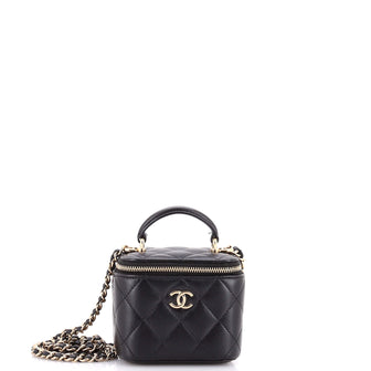 Chanel Classic Top Handle Vanity Case with Chain Quilted Lambskin Mini