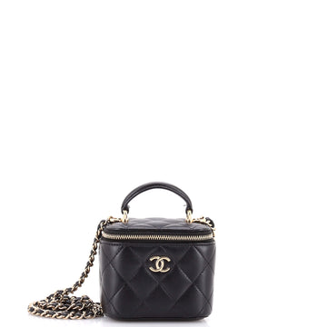 Chanel Classic Top Handle Vanity Case with Chain Quilted Lambskin Mini
