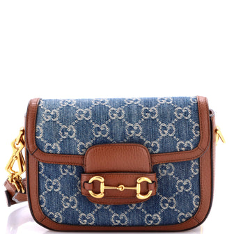 Gucci Horsebit 1955 Shoulder Bag GG Denim Mini