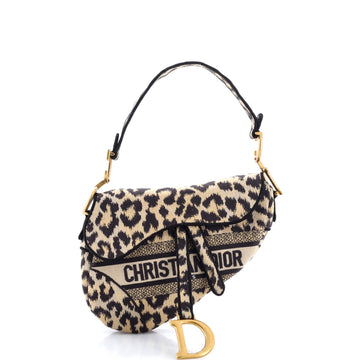 Christian Dior Saddle Handbag Mizza Embroidered Canvas Medium