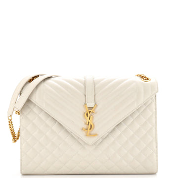 Saint Laurent Classic Monogram Envelope Satchel Mixed Matelasse Leather Large