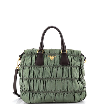 Prada Gaufre Convertible Tote Leather and Tessuto Large