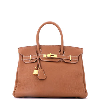 Hermes Birkin Handbag Brown Togo with Gold Hardware 30