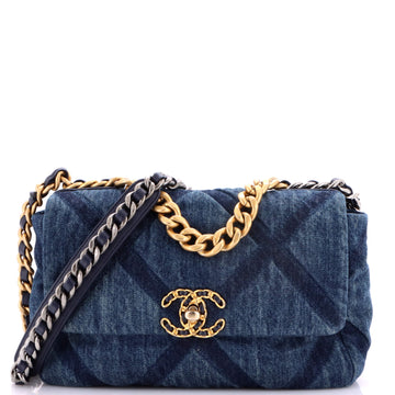 Chanel 19 Flap Bag Quilted Denim Medium