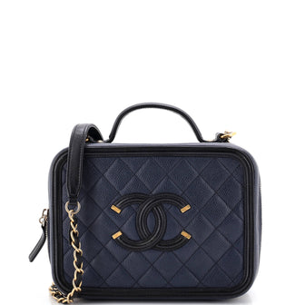 Chanel Filigree Vanity Case Quilted Caviar Medium