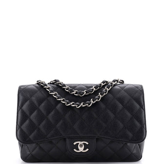 Chanel Classic Single Flap Bag Quilted Caviar Jumbo