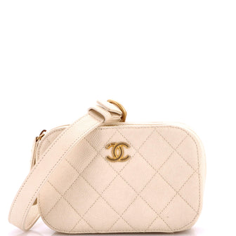 Chanel Chain Melody Camera Bag Quilted Caviar Small
