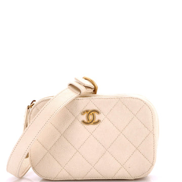 Chanel Chain Melody Camera Bag Quilted Caviar Small
