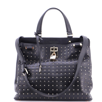 Valentino Garavani Joy Lock Top Handle Bag Studded Leather Medium